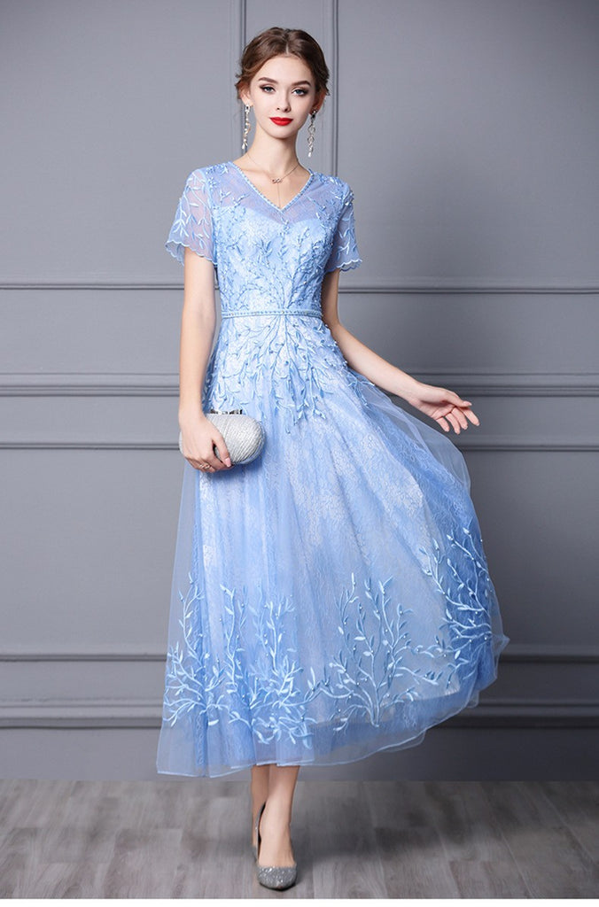 Lace Maxi Dress W/ Beads