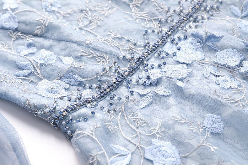 Mesh Midi Dress W/ Embroidery