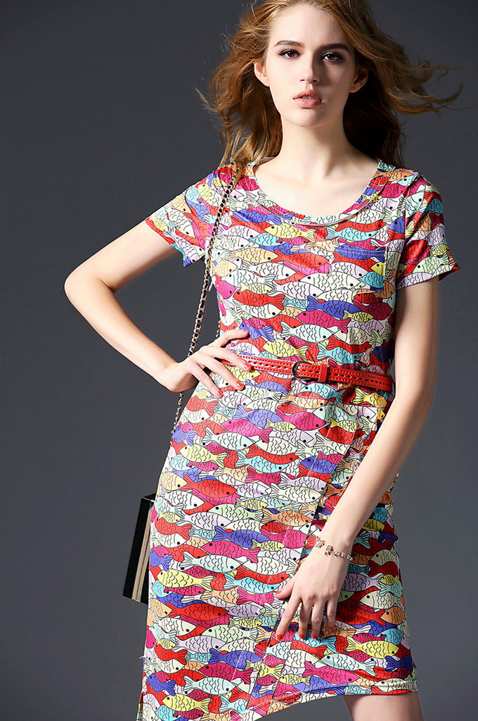 Fish Print Dress - Dress Album