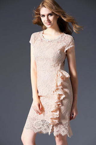 Lace Wave Cut Dress - Dress Album