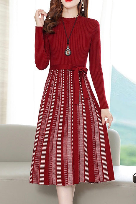 Knit Dress W/ Belt Detail