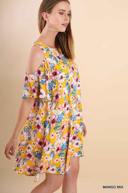 Floral Cold Shoulder Mini Dress