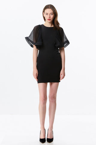 Fitted Mini Dress W/ Ruffle Sleeve