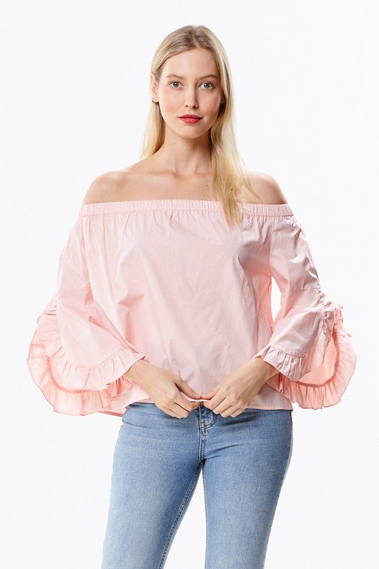 Shoulder open blouse cheap