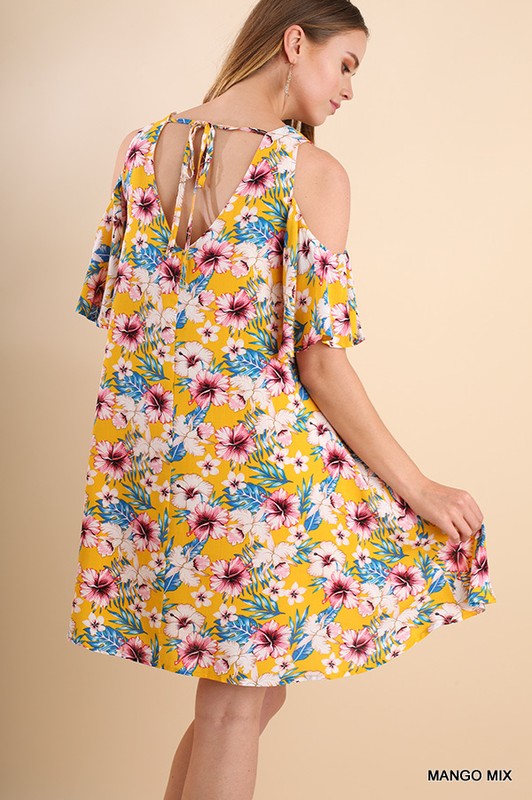 Floral Cold Shoulder Mini Dress