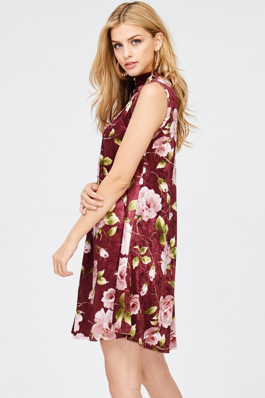 Velvet Mock Neck Dress