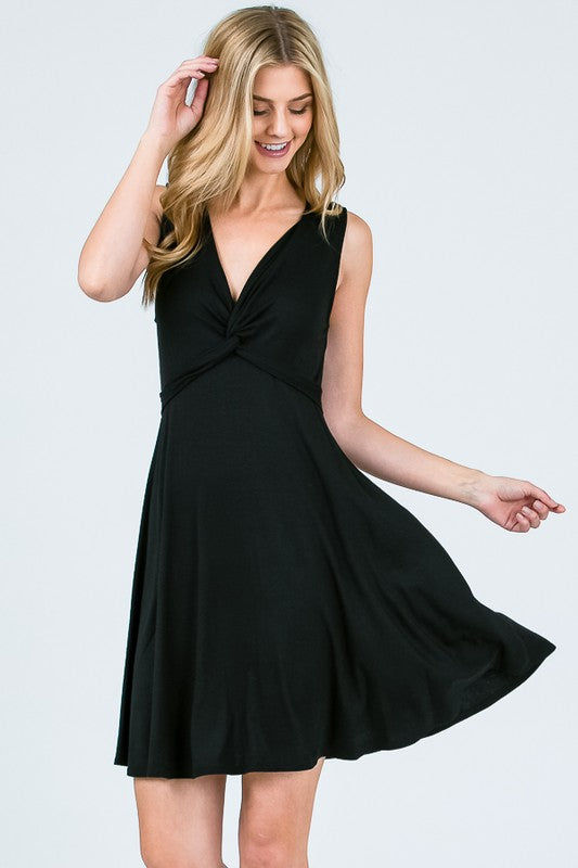 Plunged Neck Mini Dress