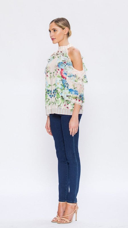 Floral Cold Shoulder Blouse