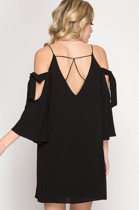 Shift Dress W/ Tie Sleeves