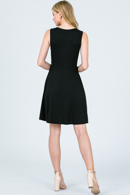 Plunged Neck Mini Dress