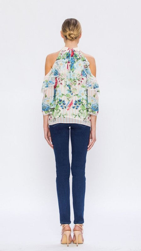 Floral Cold Shoulder Blouse