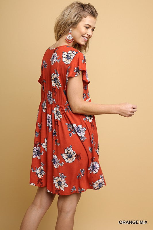 Floral Print Babydoll Dress