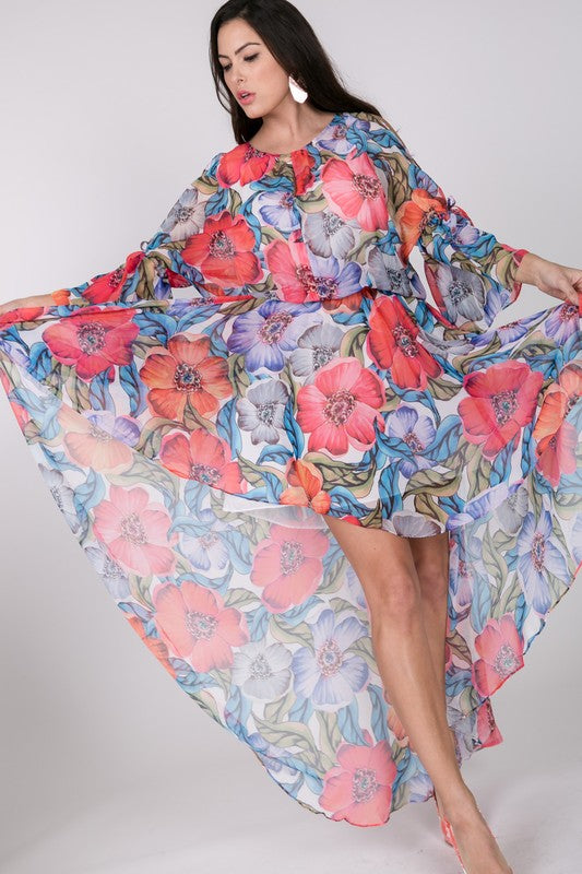 Flowing Floral Hi-Lo Dress