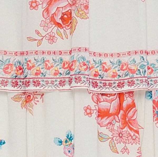 Floral Print Tiered Maxi Dress - Champagne & Strawberry Party Dress - Dress Album Floral Print Tiered Maxi Dress - Champagne & Strawberry Party Dress - Dress Album