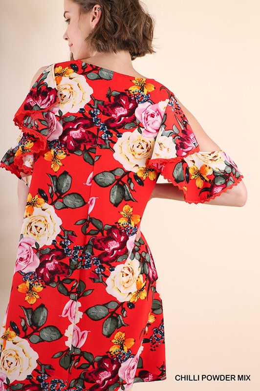 Cold Shoulder Floral Dress