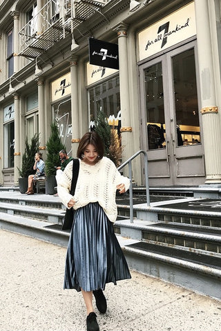 Velvet Pleated Skirt