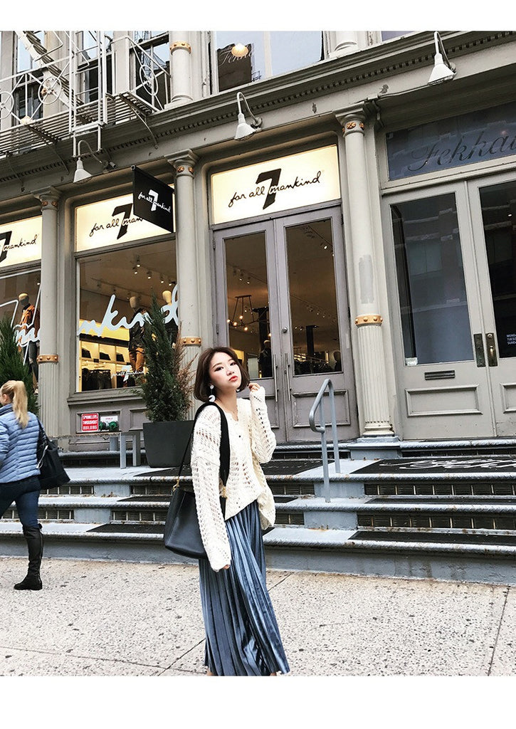 Velvet Pleated Skirt