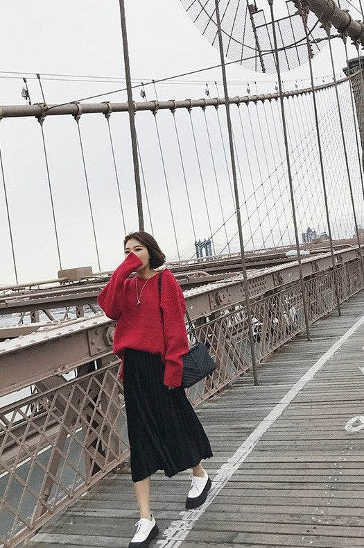 Velvet Pleated Skirt