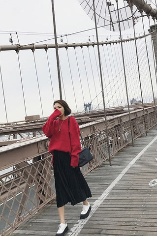 Velvet Pleated Skirt