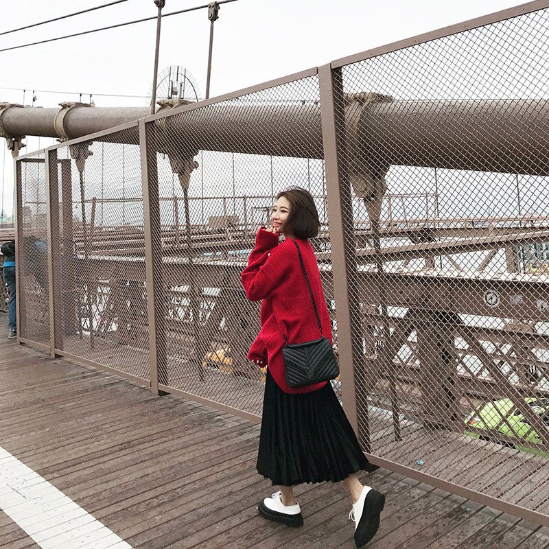 Velvet Pleated Skirt