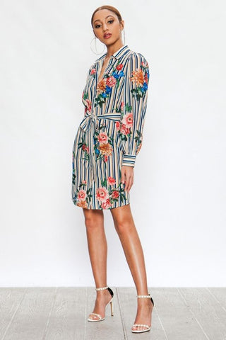 Mixed Print Shirt Dress