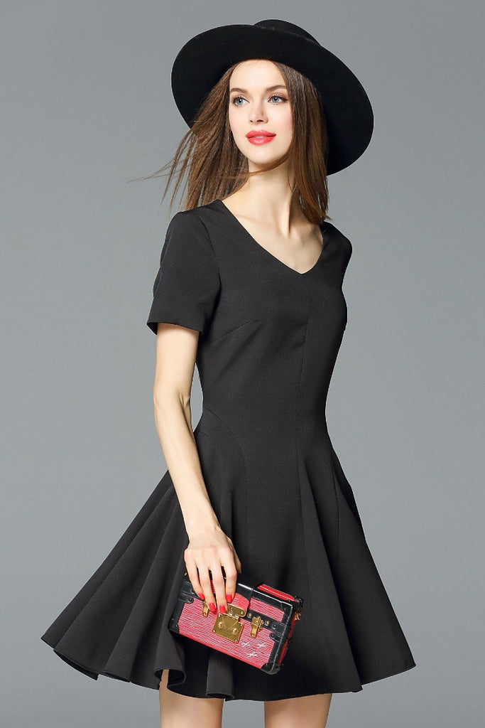 V-Neck A-Line Mini Dress