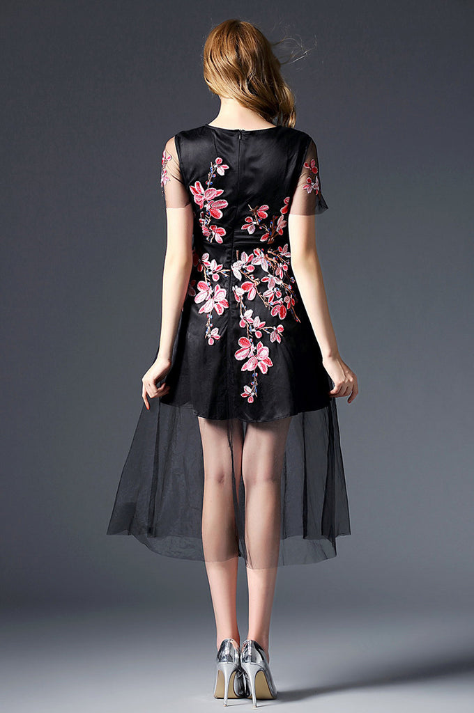 Floral Embroidery Dress - Dress Album