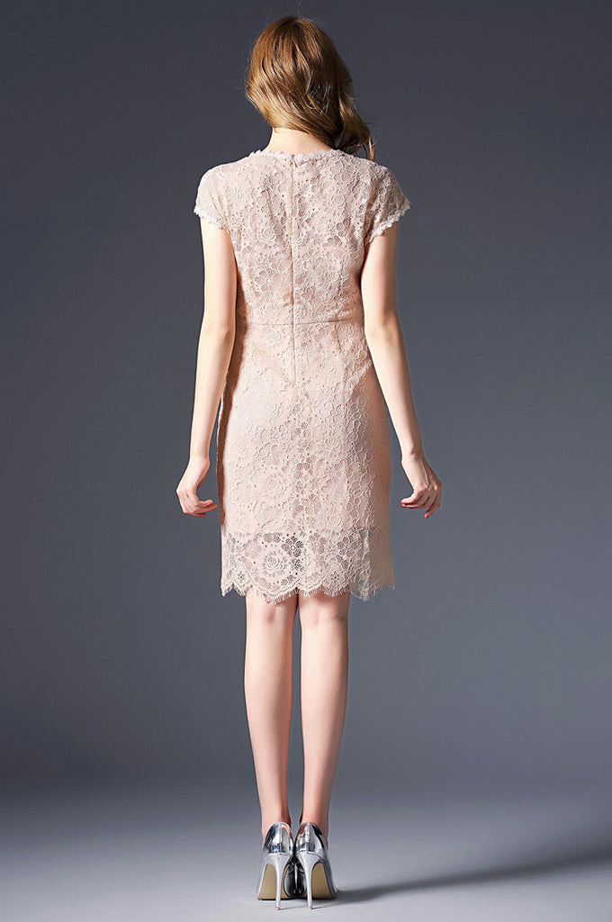 Lace Wave Cut Dress - Dress Album