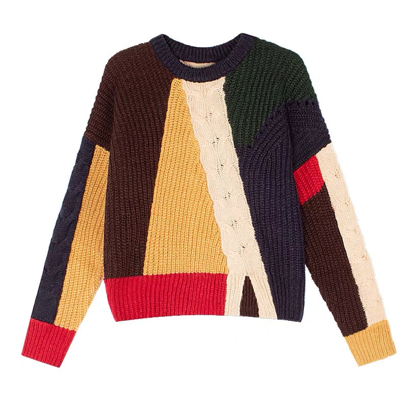 Color Block Wool Sweater