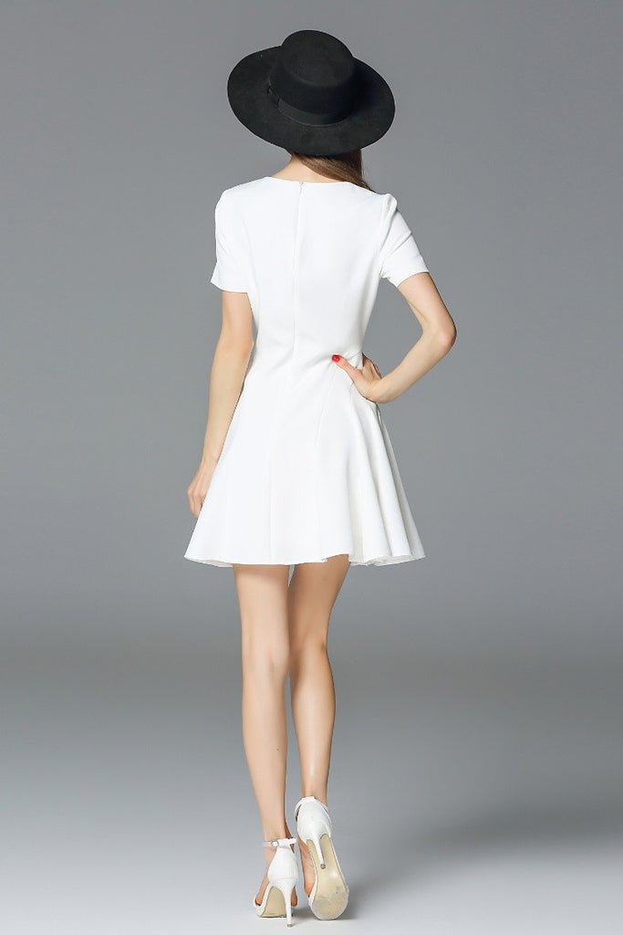 V-Neck A-Line Mini Dress