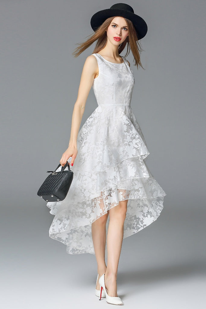 All-Over Lace Hi-Lo Dress - Dress Album