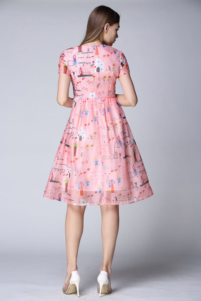 Cartoon Print Long Dress - Dress Album