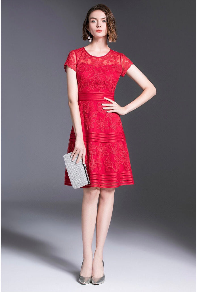 Lace Midi Dress W/ Sequin