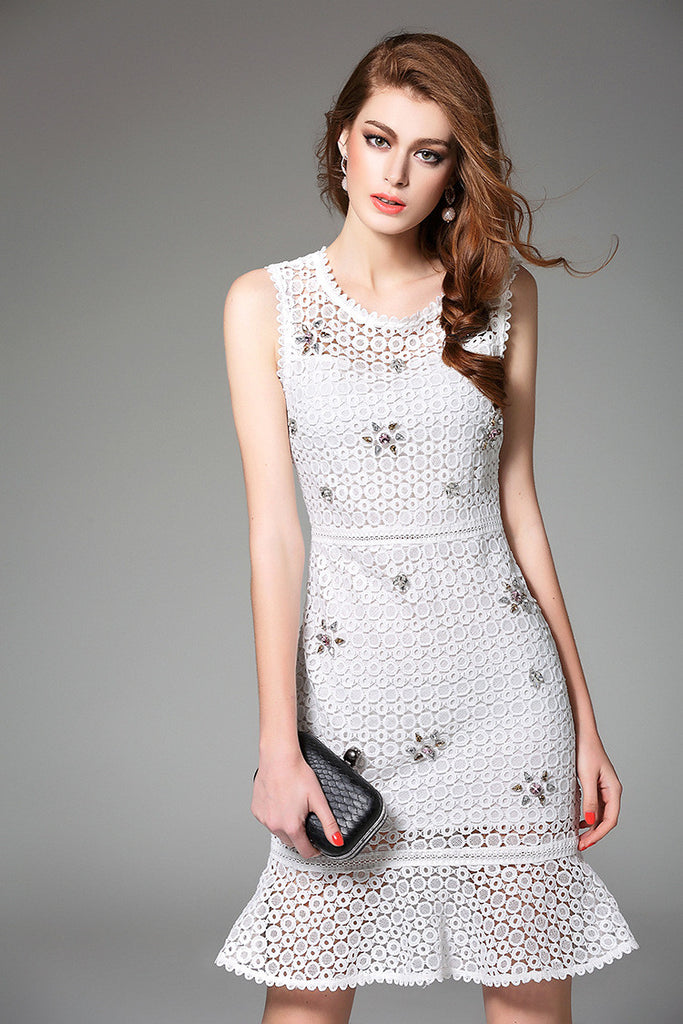 Jewelry Flower Lace Dress - Dress Album