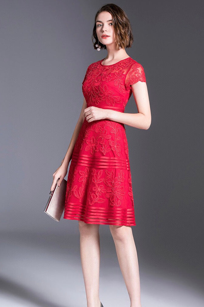 Lace Midi Dress W/ Sequin