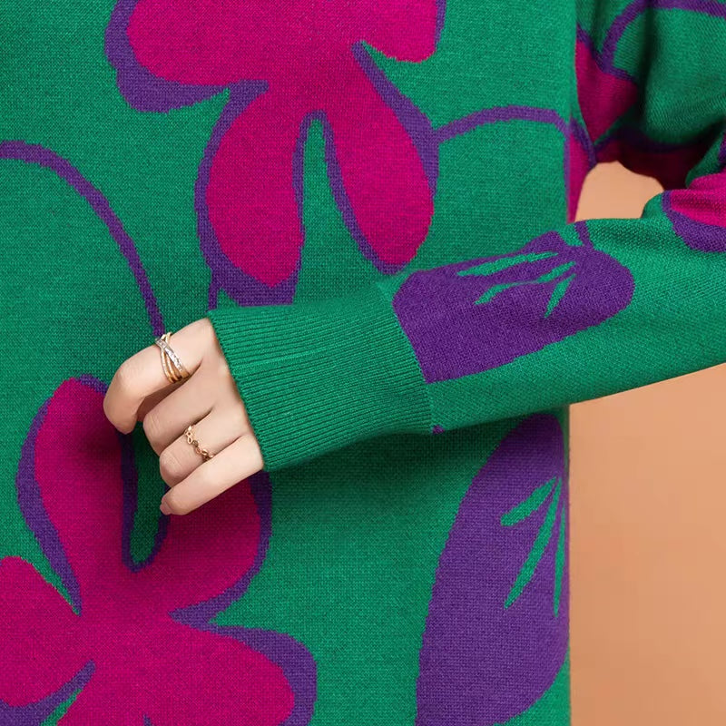 Cute Flower Sweater Dress