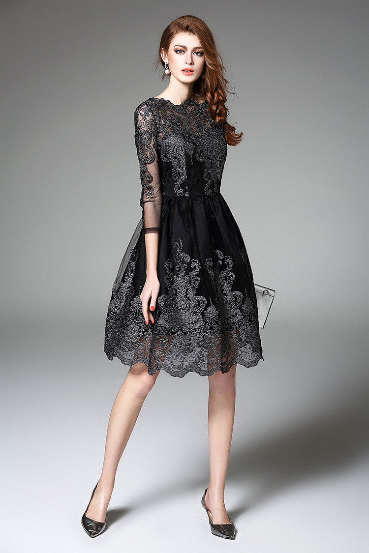 Black 3/4 Sleeve Lace Dress - Black Lace Dress - Dress Album Black 3/4 Sleeve Lace Dress - Black Lace Dress - Dress Album
