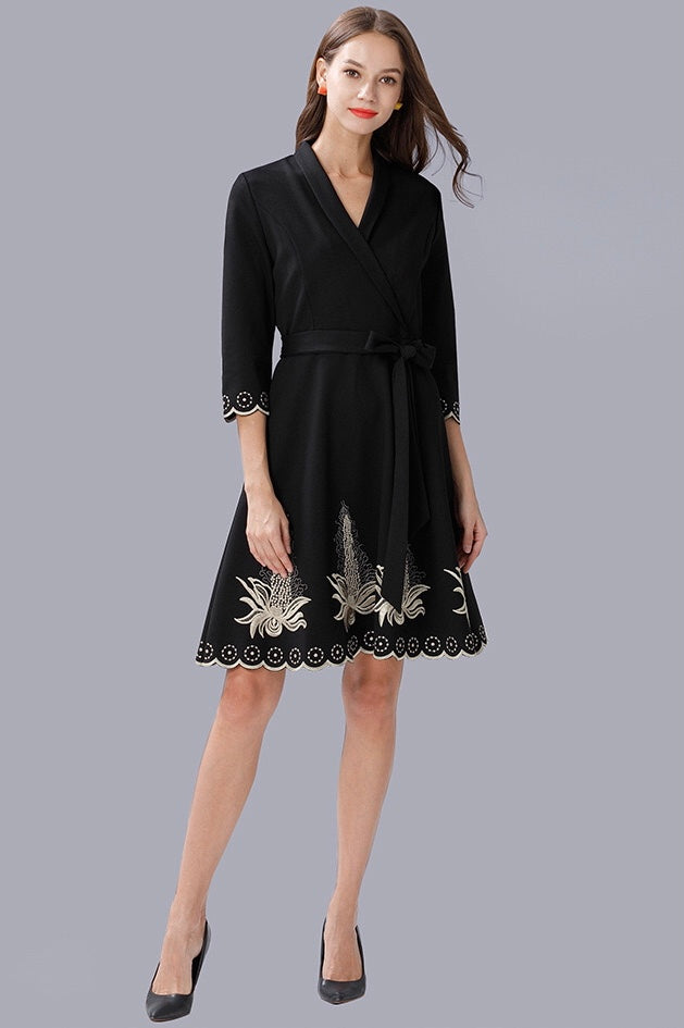 Floral Embroidered Midi Dress