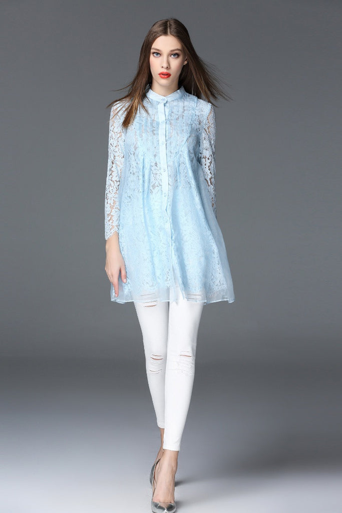 Lace Organza Long Top