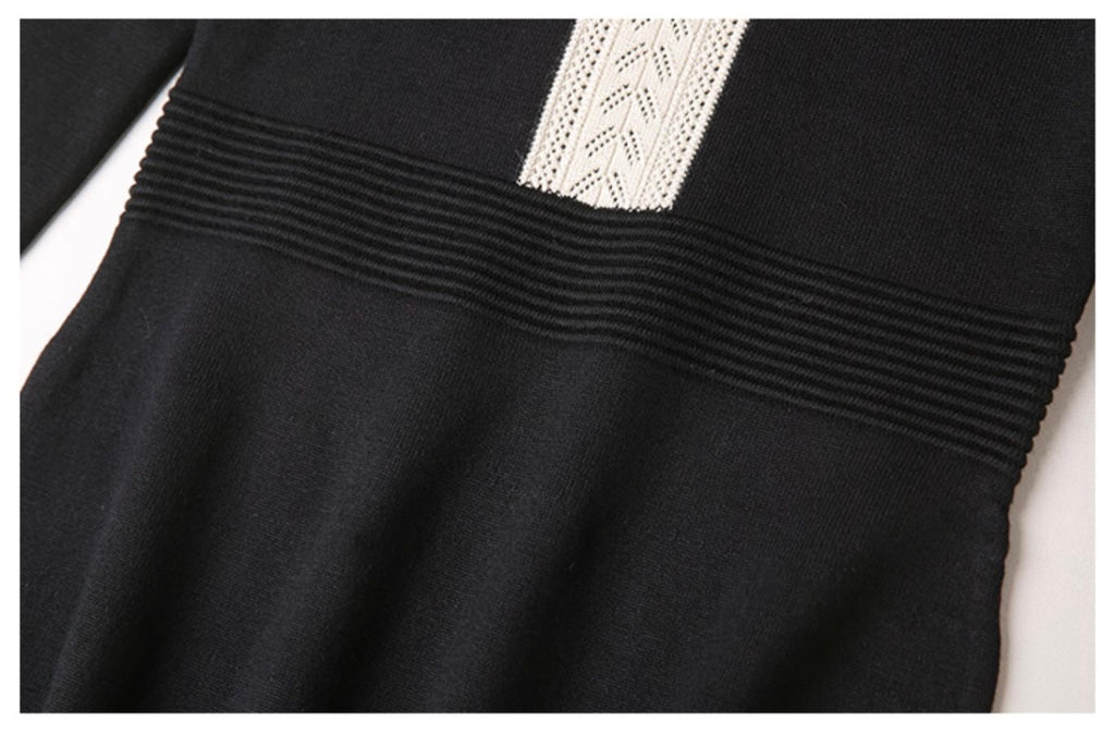 Black Knit Dress W/ Contrast