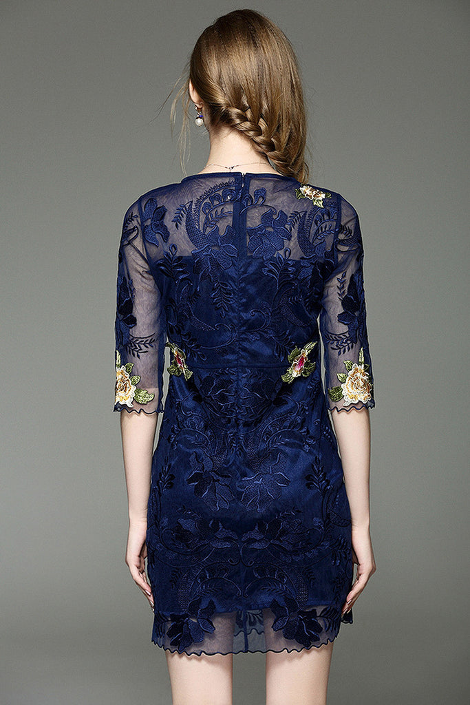 Embroidered Flower Lace Dress