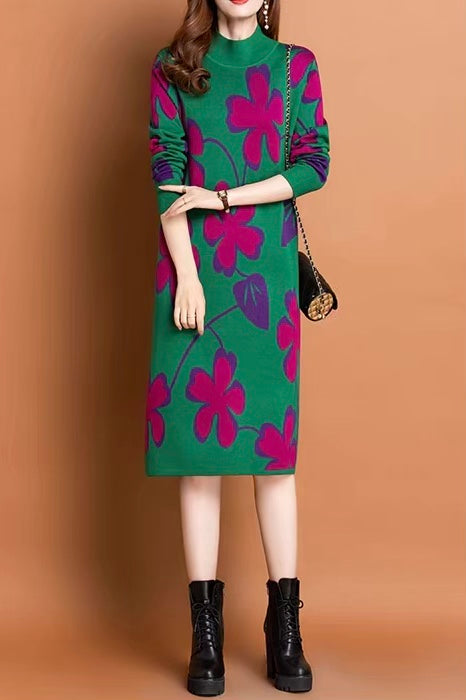 Cute Flower Sweater Dress