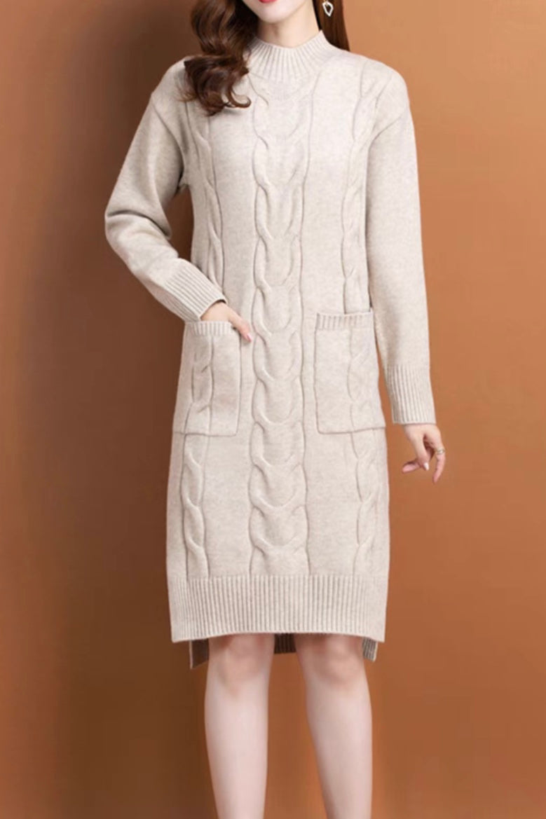 Blue Sky - Cable Knit Wool Sweater Dress | Dress Album Blue Sky - Cable Knit Wool Sweater Dress | Dress Album