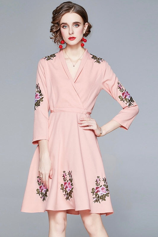 Floral Embroidered Midi Dress