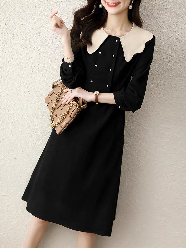 Black Dress W/ Contrast Collar