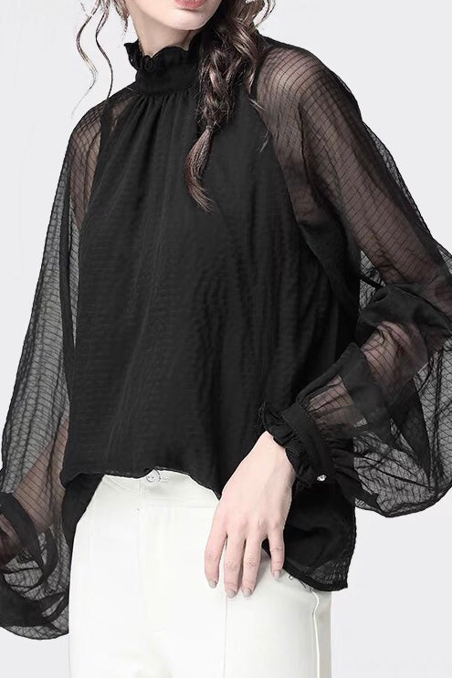 Red Batwing Sleeve Blouse