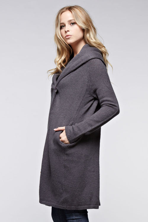 Long Cardigan With Wooden Button
