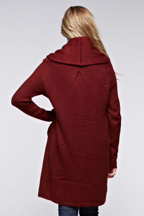 Long Sweater Cardigan W/ Wooden Button