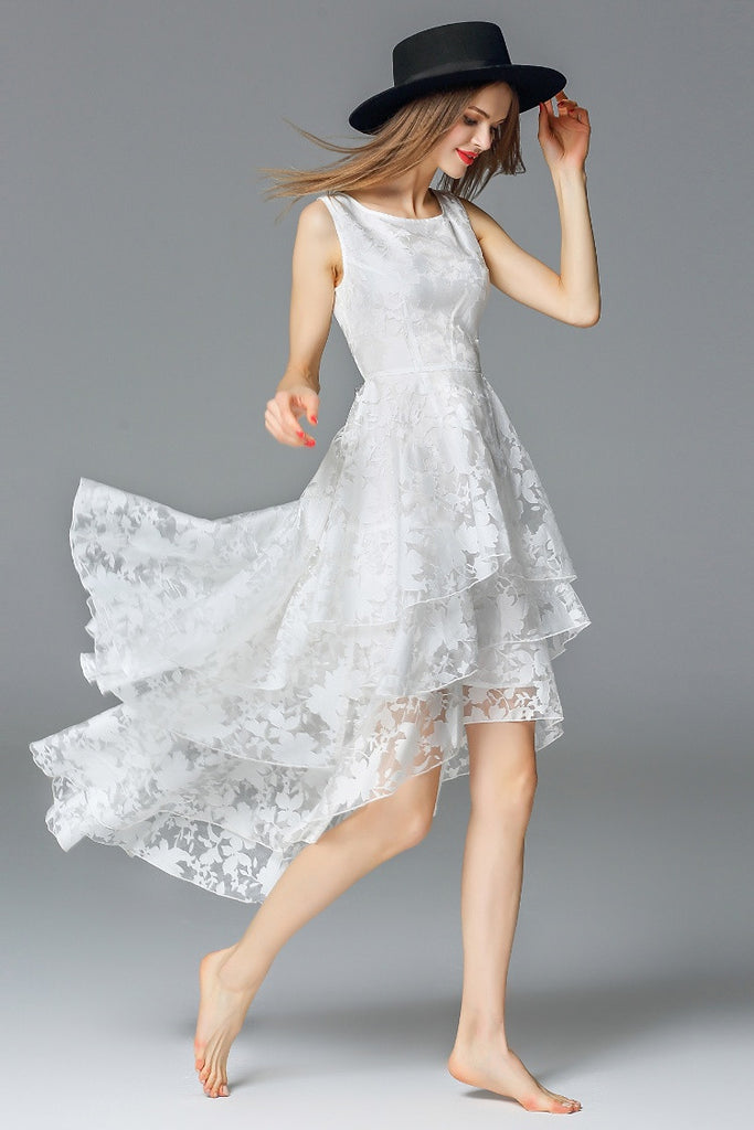 All-Over Lace Hi-Lo Dress