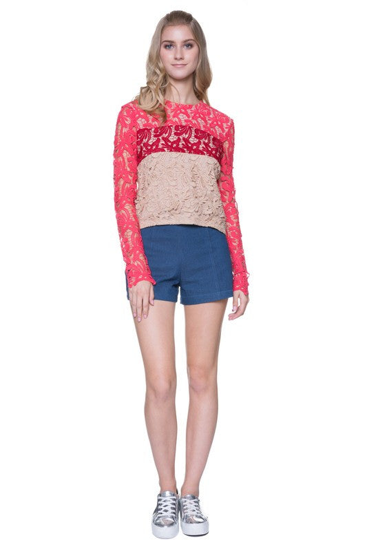 Tricolor Kerian Lace Top